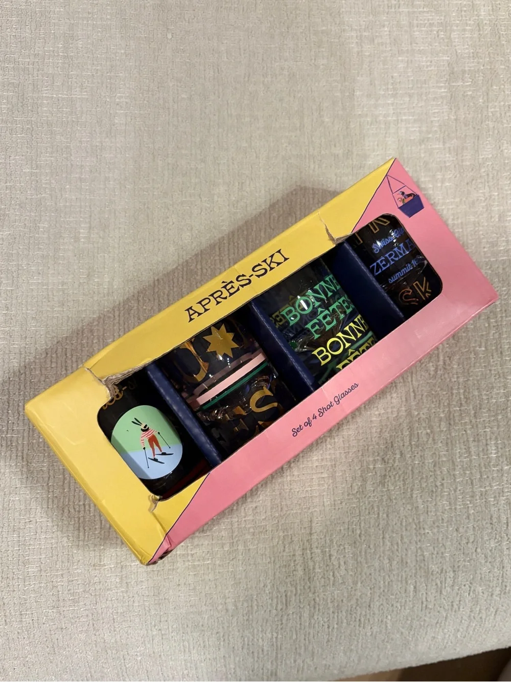 Anthropologie Apres Ski Shot Glasses Set of 4 NEW NIB